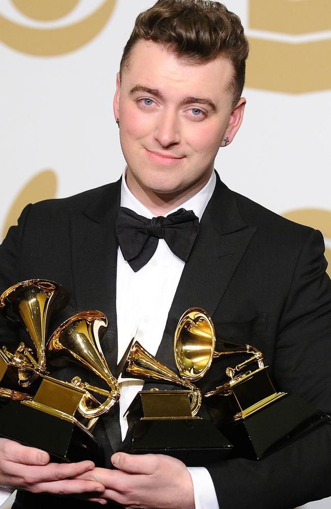 LOS ANGELES, CA - FEBRUARY 08: Singer Sam Smith poses in the press room at the 57th GRAMMY Awards at Staples Center on February 8, 2015 in Los Angeles, California. (Photo by Jason LaVeris/FilmMagic)