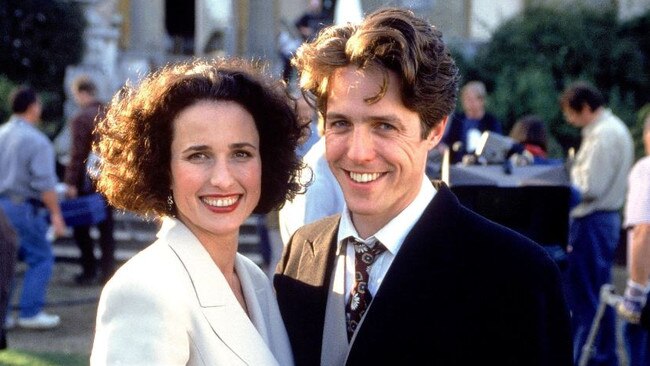 Andie MacDowell and Hugh Grant in Four Weddings and a Funeral.