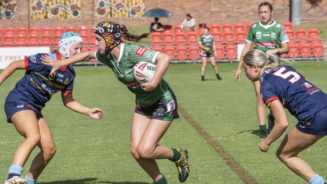 Amy Bird for Jets. Under 19 women, Western Clydesdales vs Ipswich Jets, rugby league. Saturday, March 4, 2023. Picture: Nev Madsen.