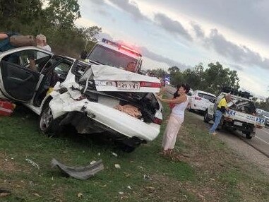 A three vehicle crash on the Bruce Highway near Yabulu is affecting traffic. Picture: Supplied