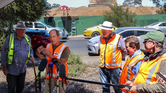 Forensic archaeologist Professor Maciej Henneberg, left, with author Stuart Mullins and retired major crime detective Bill Hayes and MP Frank Pangallo. Picture: Russell Millard Photography