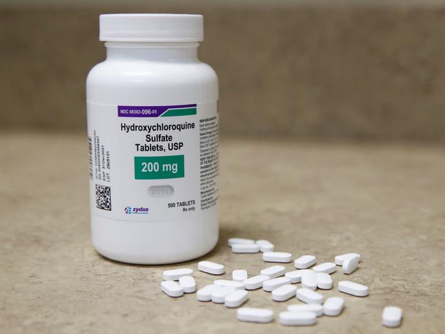 A bottle and pills of Hydroxychloroquine. Picture: AFP