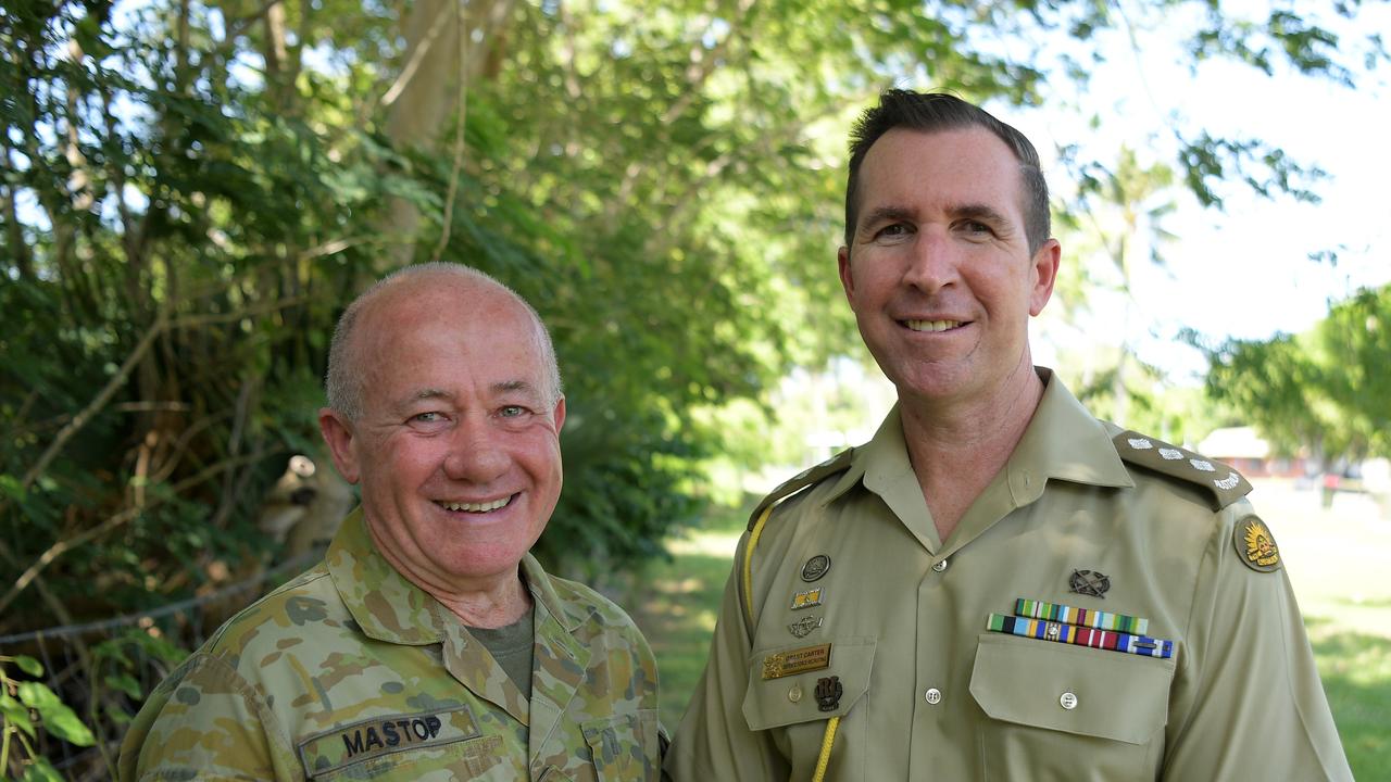 Private Ken Mastop's late career change to be a marine specialist in the Australian Defence Force was supported by Captain Grant Carter, a Darwin-based ADF senior recruitment officer. Picture: (A)manda Parkinson