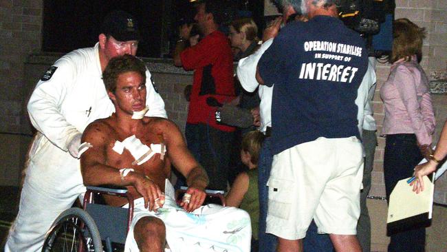 Bali bomb survivors arriving at Royal Darwin Hospital minutes after the first RAAF medical evacuation.