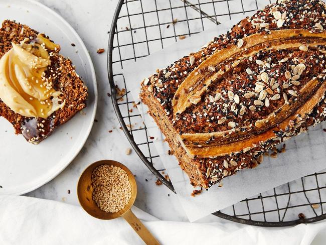 Banana and mixed seed loaf.