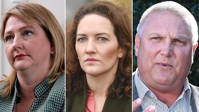 Mayo candidates Rebekha Sharkie (left) and Georgina Downer and Longman candidate Trevor Ruthenberg.