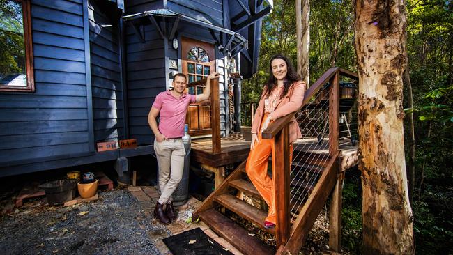 First-home buyer and designer Sofie Pringle and her husband Stephen Bornstein renovated a Willow Vale chalet, which has been listed for sale. Picture: Nigel Hallett