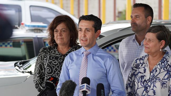 Premier David Crisafulli visited Townsville alongside State MPs Natalie Marr (Thuringowa), Adam Baillie (Townsville) and Janelle Poole (Mundingburra), with the focus being on meeting with crime victims. Picture: Office of the Premier