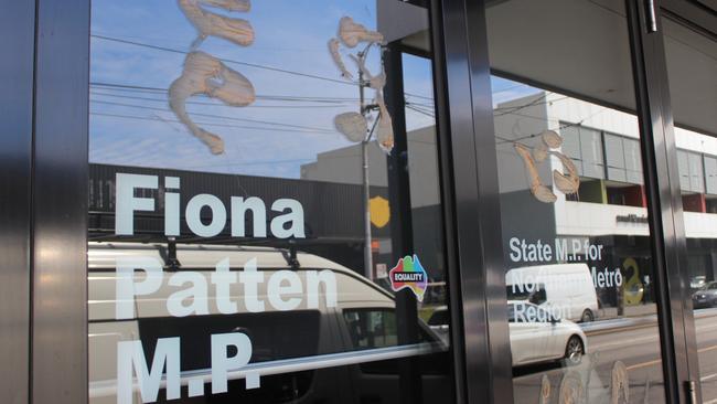 A vandal targeted Reason Party Leader Fiona Patten's Brunswick office on Wednesday.