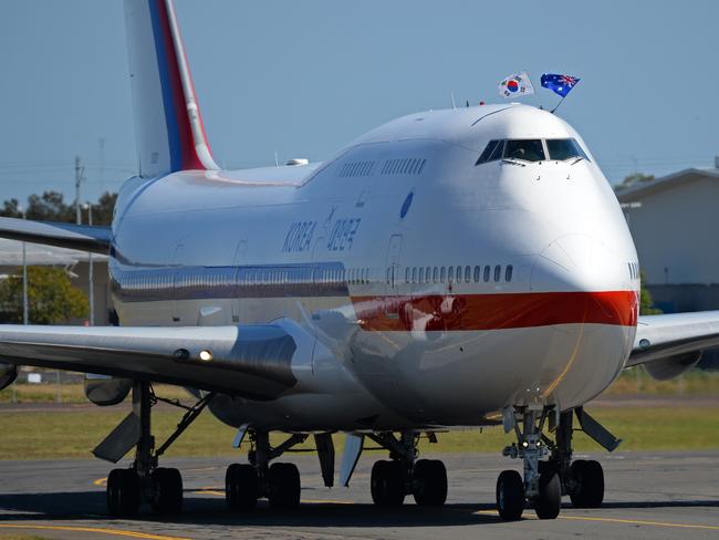 This plane, another 747, arrives in Brisbane carrying South Korean President Park Geun-hye. Picture: AFP