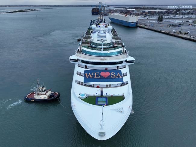 The Pacific Explorer cruise ship at Outer Harbor. Picture: Flinders Port Holdings