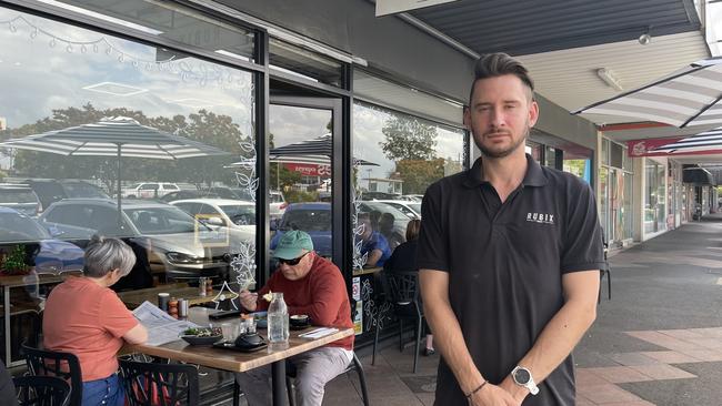 Rubix cafe manager Daniel Daley is worried about the safety of his cafe's outdoor diners. Picture: Kiel Egging.