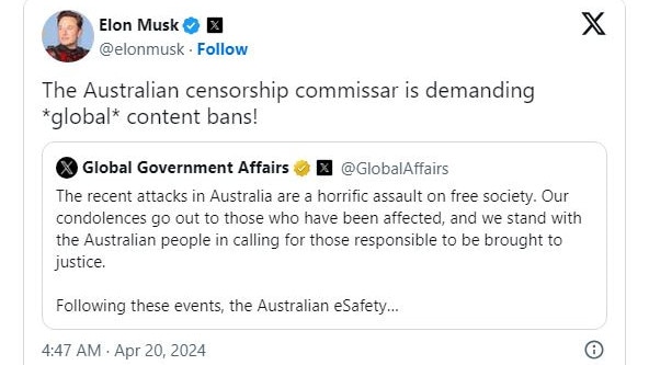 Elon Musk reshared the post on his own X profile. Picture: Elon Musk / X