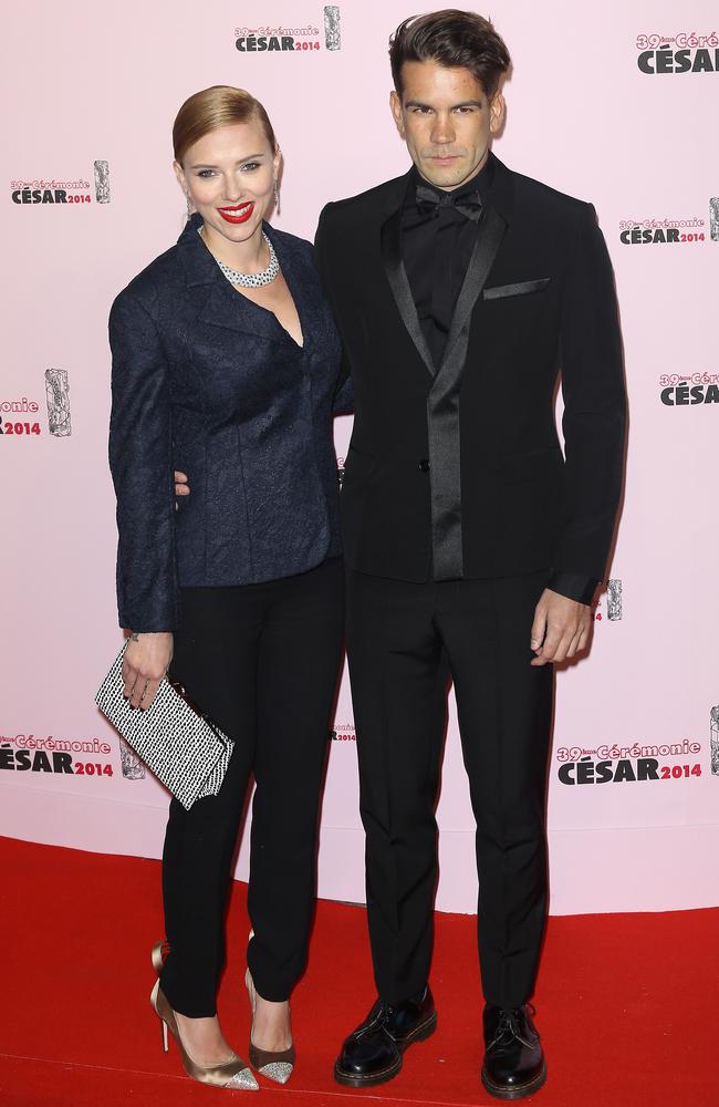 Scarlett Johansson and ex-husband Romain Dauriac at the Cesar Film Awards in 2014.