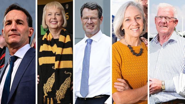 The Tassie heavyweights that will appoint Tasmania’s first AFL team board: Andrew Dillon, Peggy O’Neal, Grant O’Brien, Liz Jack and Errol Stewart.