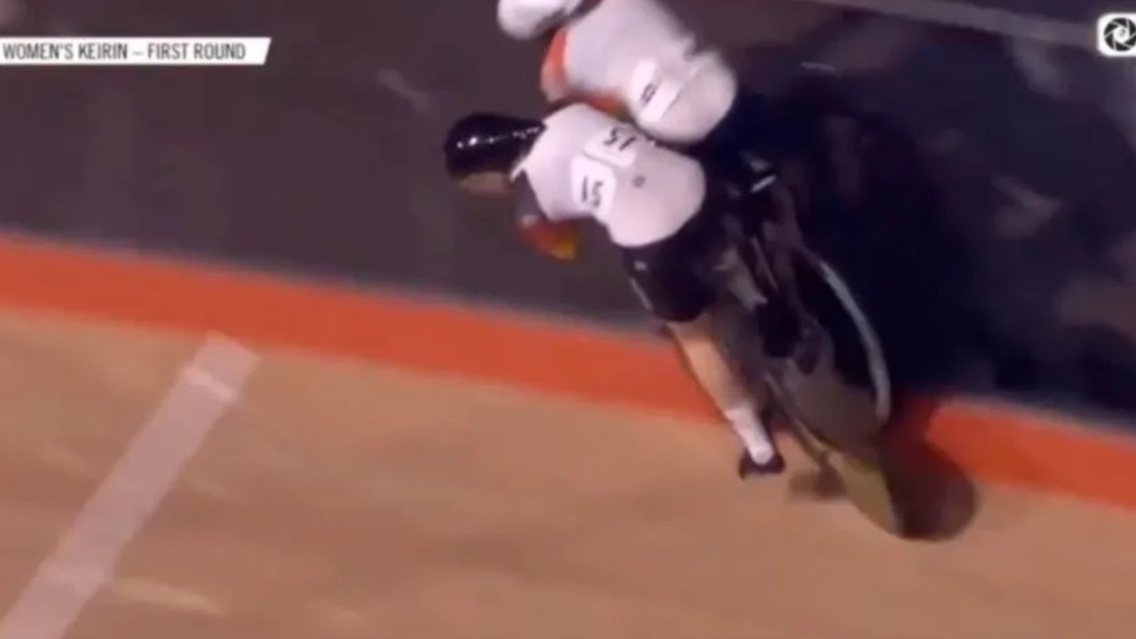 Katie Marchant went over the barrier. Photo: Twitter, Eurosport.