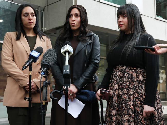 Sisters Elly Sapper, Nicole Meyer and Dassi Erlich. Picture: Ian Currie