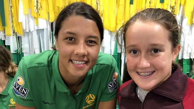 Danielle Warburton, the next great hope for Australian female soccer, with Matildas player Sam Kerr.