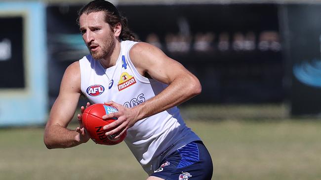 Bulldogs captain Marcus Bontempelli trains at Broadbeach. Picture: Michael Klein