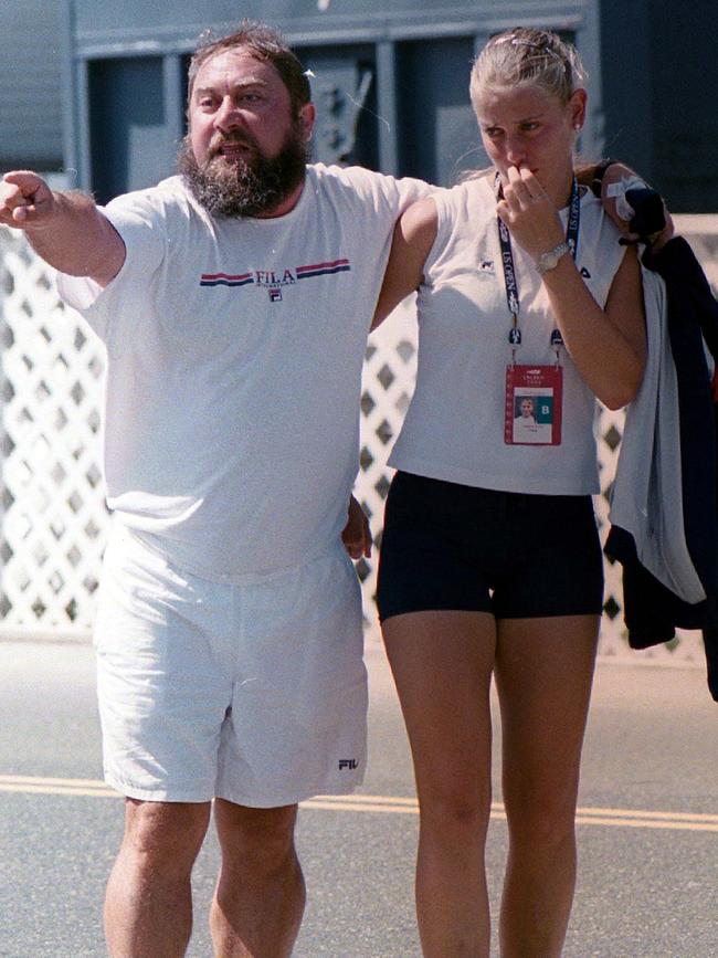 Jelena Dokic with her abusive father, Damir. Picture: Charles Fowler.