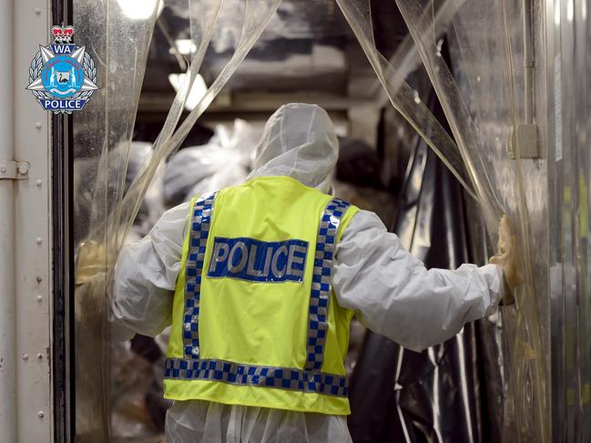 WA Police sift through more than 50 cubic metres of rubbish from roadside bins as far north as Minilya to as far south as Geraldton in the search for Cleo Smith. Picture: WA Police