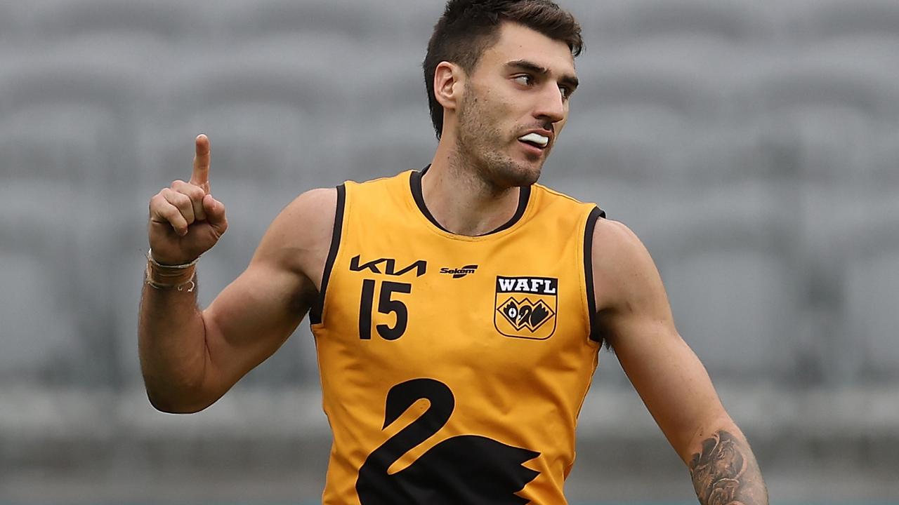 Jake Florenca in action for the WAFL state team a week after played for West Coast. Picture: Paul Kane/Getty Images