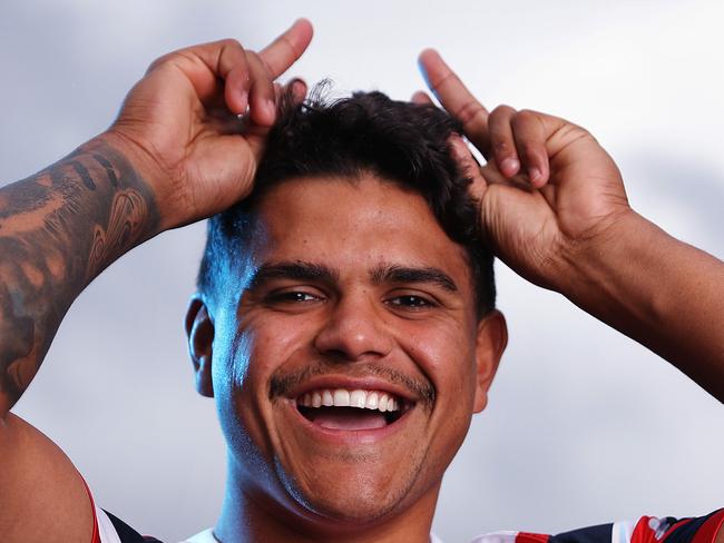 PLEASE CHECK WITH DAILY TELEGRAPH SPORT AND PICTURE DESK BEFORE USE - Latrell Mitchell of the Sydney Roosters NRL team poses for a portrait at the SCG ahead of the 2019 NRL Grand Final. Picture: Brett Costello