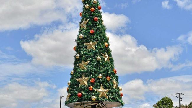 Christmas tree at fiveways, CBD, Gympie. Picture: Patrick Woods