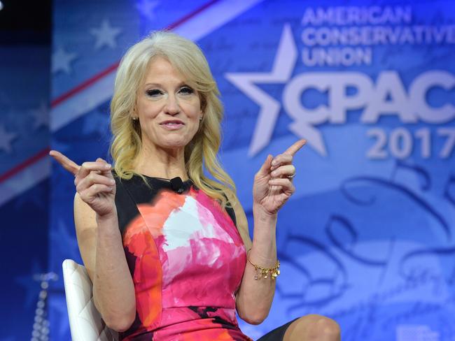 Kellyanne Conway has condemned what she called the media’s “obsession with covering everything he says on Twitter. Picture: AFP