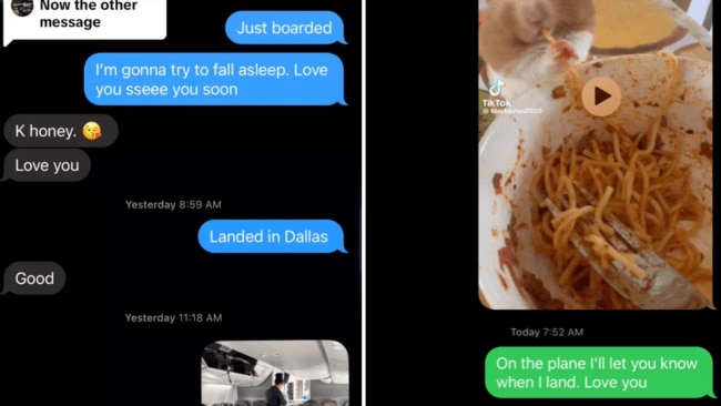 The text to his wife (left) and daughter (right) Image: TikTok