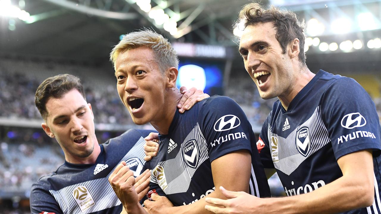 Keisuke Honda of the Victory celebrates. (Photo by Quinn Rooney/Getty Images)