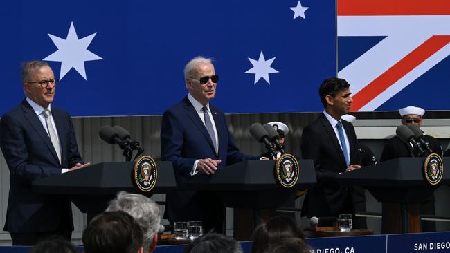 Prime Minister Anthony Albanese, US President Joe Biden and British Prime Minister Rishi Sunak. Picture: Tayfun Coskun/Anadolu Agency via Getty Images