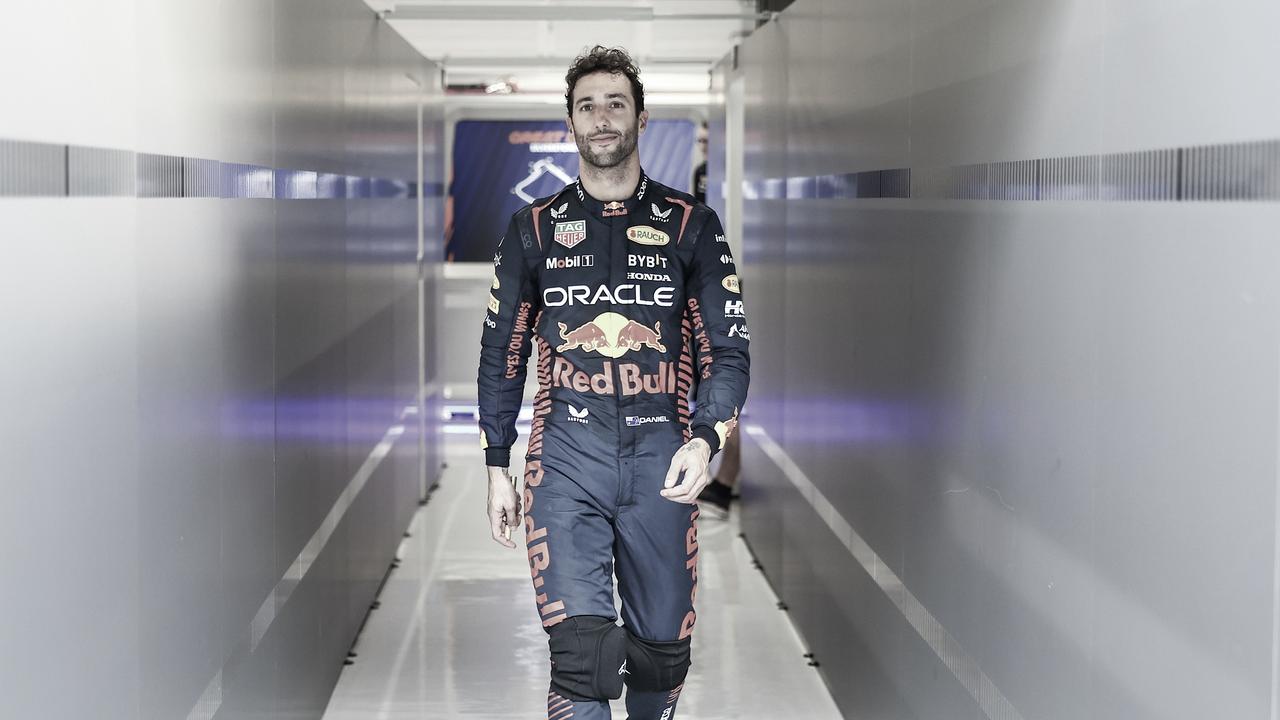 NORTHAMPTON, ENGLAND - JULY 11: Daniel Ricciardo of Australia and Oracle Red Bull Racing walks in the garage during Formula 1 testing at Silverstone Circuit on July 11, 2023 in Northampton, England. (Photo by Mark Thompson/Getty Images)