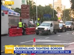 Long queues have formed at the border. Picture: Channel 9