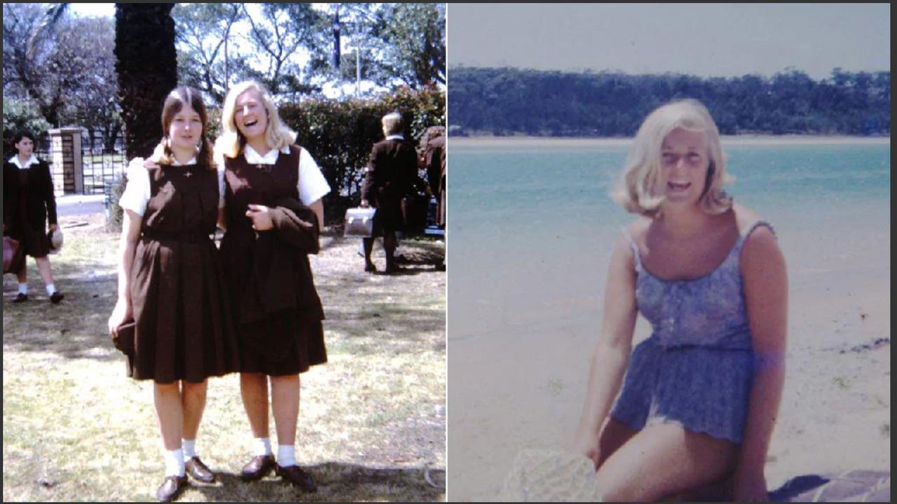 LyLeft: Lyn and her friend Denise in the front garden at Sydney Girls High School when they became prefects in 1964. Right, Lyn on holidays at Lake Conjola on the NSW south coast, also in 1964. Picture: Supplied