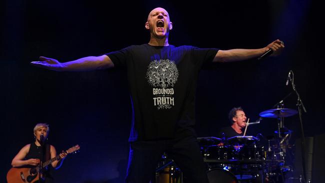 Peter Garrett performing with Midnight Oil on January 25, 2022 in Launceston at Mona Foma festival. Picture: Philip Brown