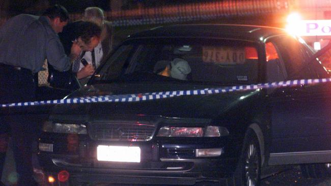 Detectives investigate suspected Mafia boss Francesco Benvenuto’s murder in Beaumaris in May 2000. Picture: Cameron L'estrange