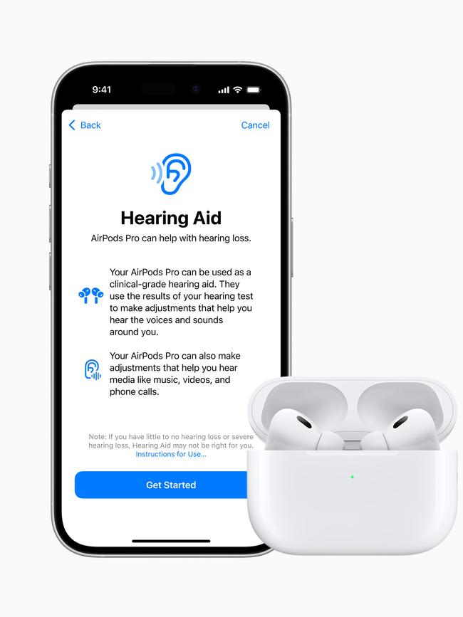 The AirPods Pro can function as a hearing aid, subject to regulatory approval.