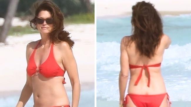 Cindy Crawford's incredible bikini body at 58. Picture: Backgrid