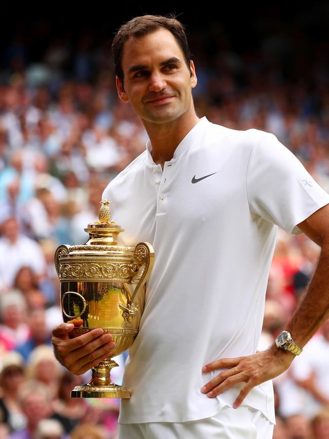 Novak’s also coming for Roger’s Wimbledon record. Photo by Clive Brunskill/Getty Images