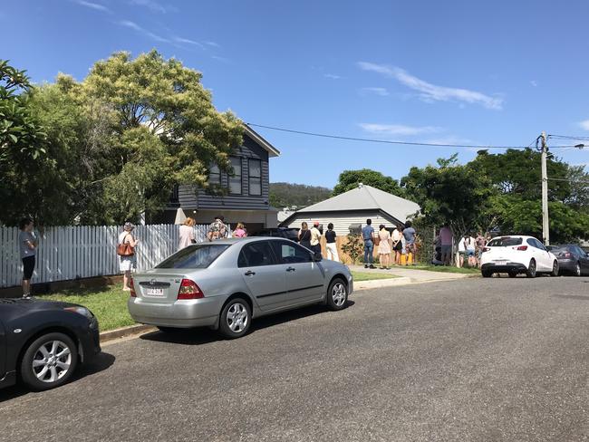 The line up for an open house at 18 Lucy Street Gaythorne.