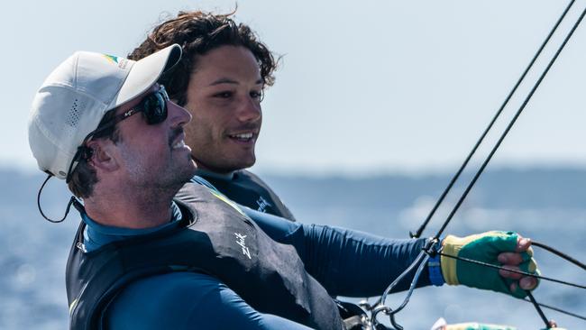 Jim Colley & Shaun Connor win Silver Medal in the 49er. Australian Sailing Team & Squad competing at 2023 Semaine Olympique Française in Hyeres. Photo by Beau Outteridge / Australian Sailing Team