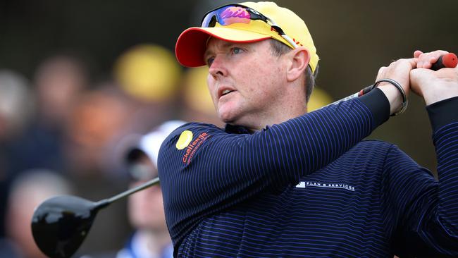 Jarrod Lyle in action at Royal Melbourne. Picture: AFP Photo