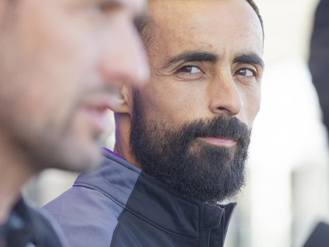 Perth Glory coach Tony Popovic (left) and Diego Castro.. Picture: AAP Image/Tony McDonough