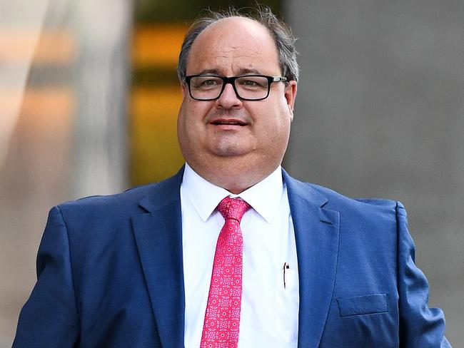 Clive Mensink, the nephew of Clive Palmer, leaves the Supreme Court in Brisbane, Wednesday, April 20, 2016. Mr Mensink Mr Mensink has asked the court to issue an injunction preventing the Queensland Nickel administrators from appointing receivers to three other Palmer nickel companies who were in a joint venture with QN. (AAP Image/Dave Hunt) NO ARCHIVING