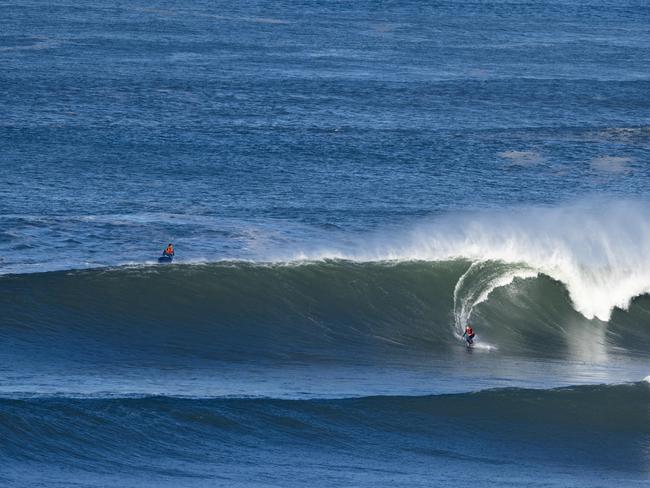 Matt Formston said riding the biggest wave in the world in Nazare was fun and like being on a rollercoaster. Picture: TheBlindSeaPtyLtd