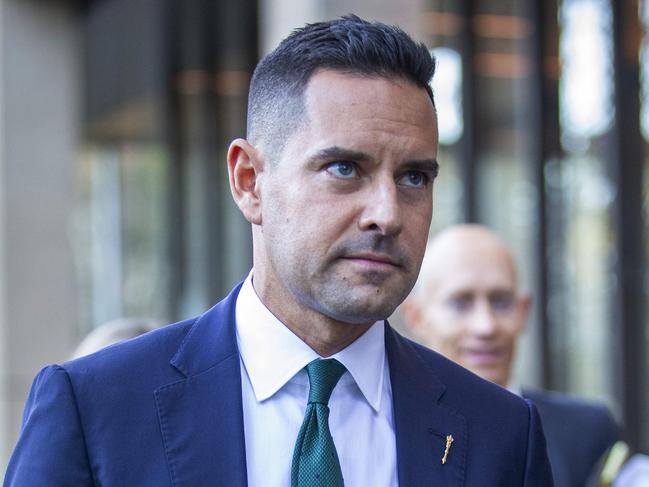 SYDNEY, AUSTRALIA - NewsWire Photos - MAY 22, 2024: Alex Greenwich (C) leaves the Federal Court in Sydney. Mark Latham will argue he was offering an “honest opinion” when he posted a graphic and homophobic tweet about his parliamentary colleague Alex Greenwich. Defamation trial in the federal court, Picture: NewsWire / Christian Gilles