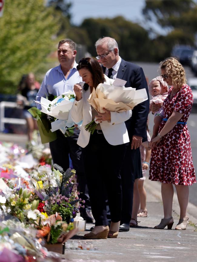 Prime Minister Scott Morrison and his wife Jenny at Hillcrest Primary School. Picture: NCA NewsWire / Grant Viney