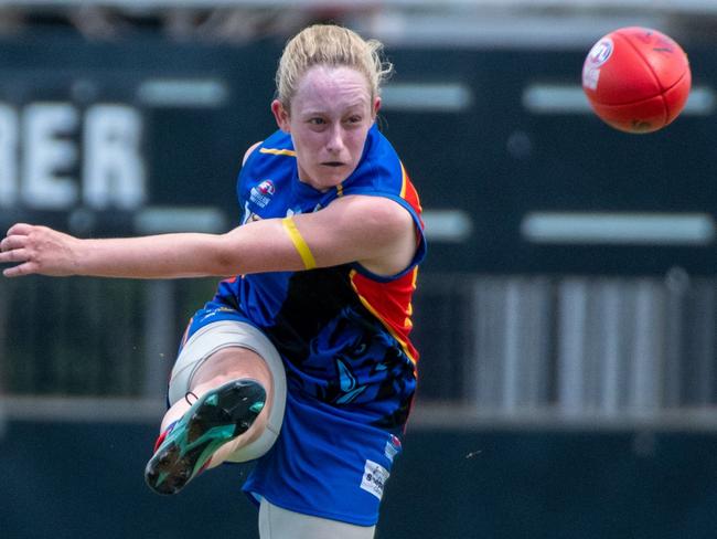 Tracy Village skipper Zhoe Clarke has put in a strong showing for her Razorbacks each week. Picture: Aaron Black / AFLNT Media