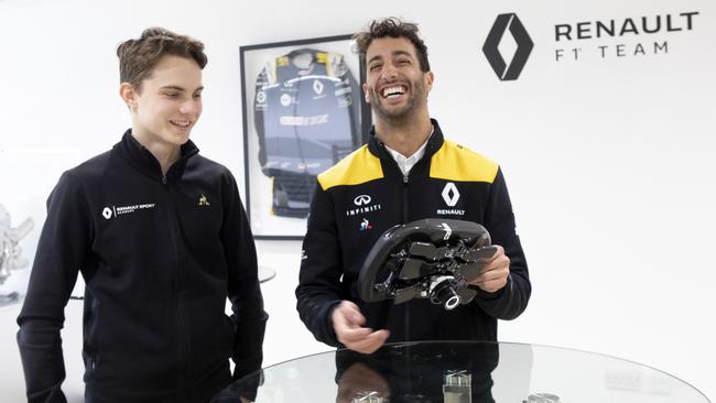 Daniel Ricciardo with young Australian F1 hopeful, Oscar Piastri.